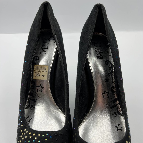 Y2K Style Brash High Heels Womens 10 Stripper Platform Velvet Rhinestone Rainbow - Picture 3 of 7